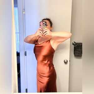 Petal & Pup Copper Satin Dress. Size 4. Adjustable straps. Lightweight.